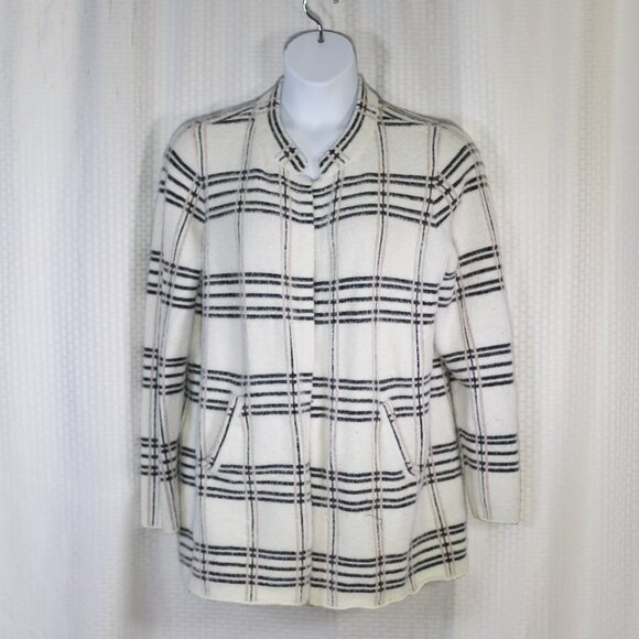 Belldini size XL white/black windowpane check warm, fuzzy open front cardigan - Picture 1 of 10